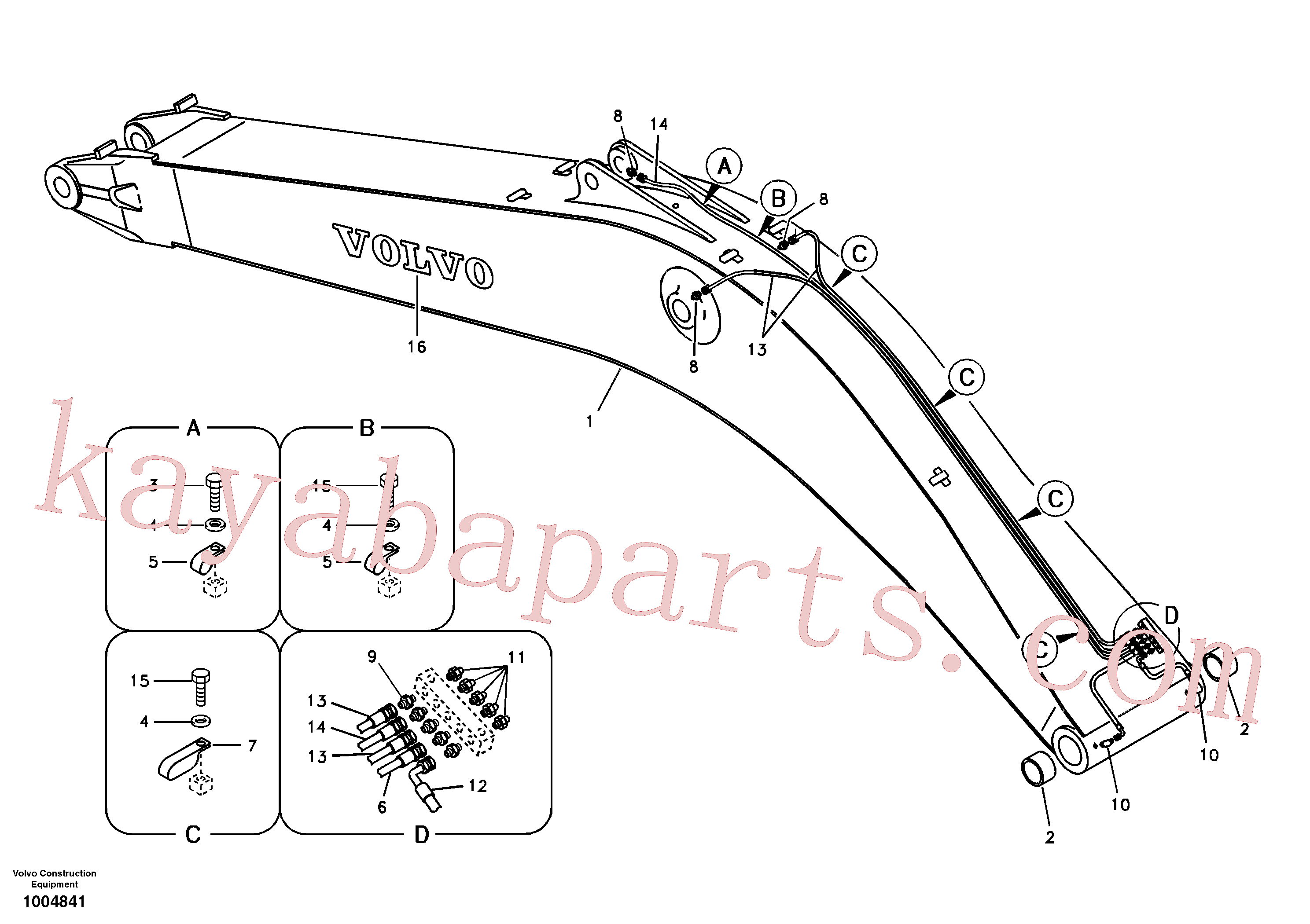 VOE14515393 for Volvo Boom and grease piping(1004841 assembly)