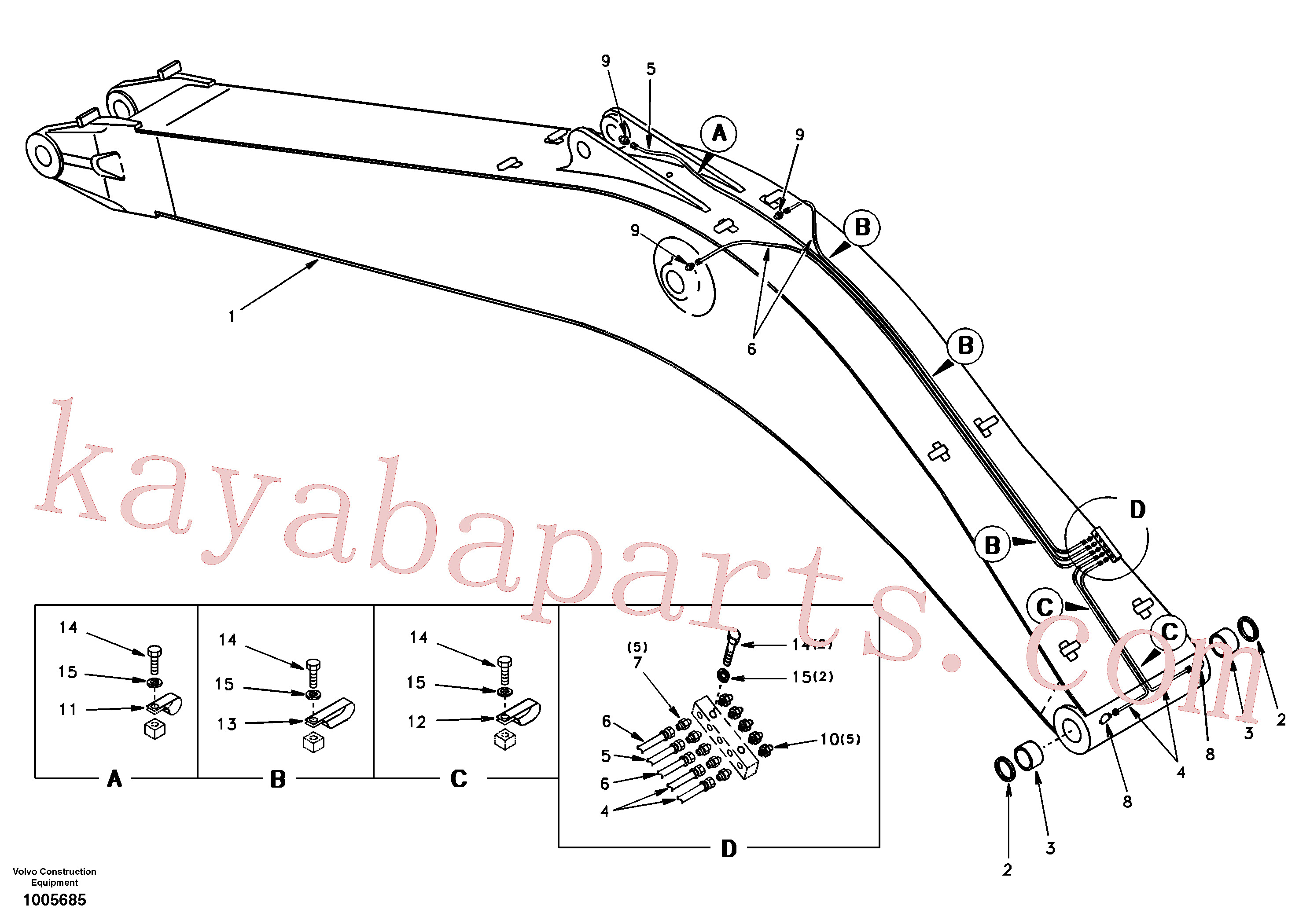 VOE14500162 Boom for Volvo Excavator spare