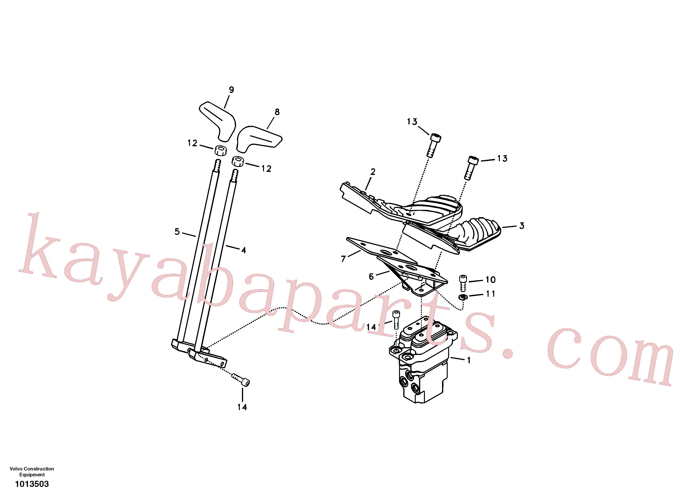 SA9016-10802 for Volvo Remote control valve pedal with fitting parts(1013503 assembly)