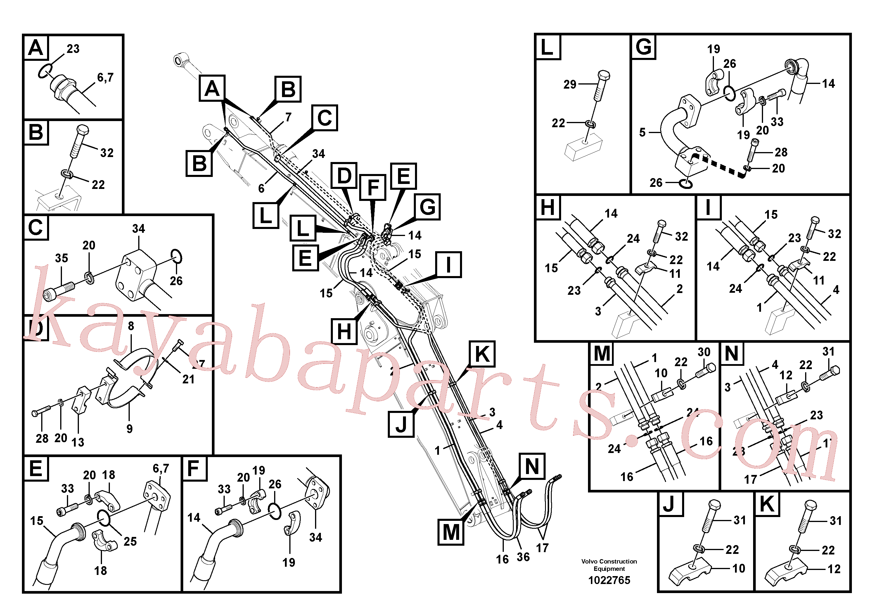 VOE937826 for Volvo Working hydraulic, dipper arm cylinder on adjustable boom(1022765 assembly)