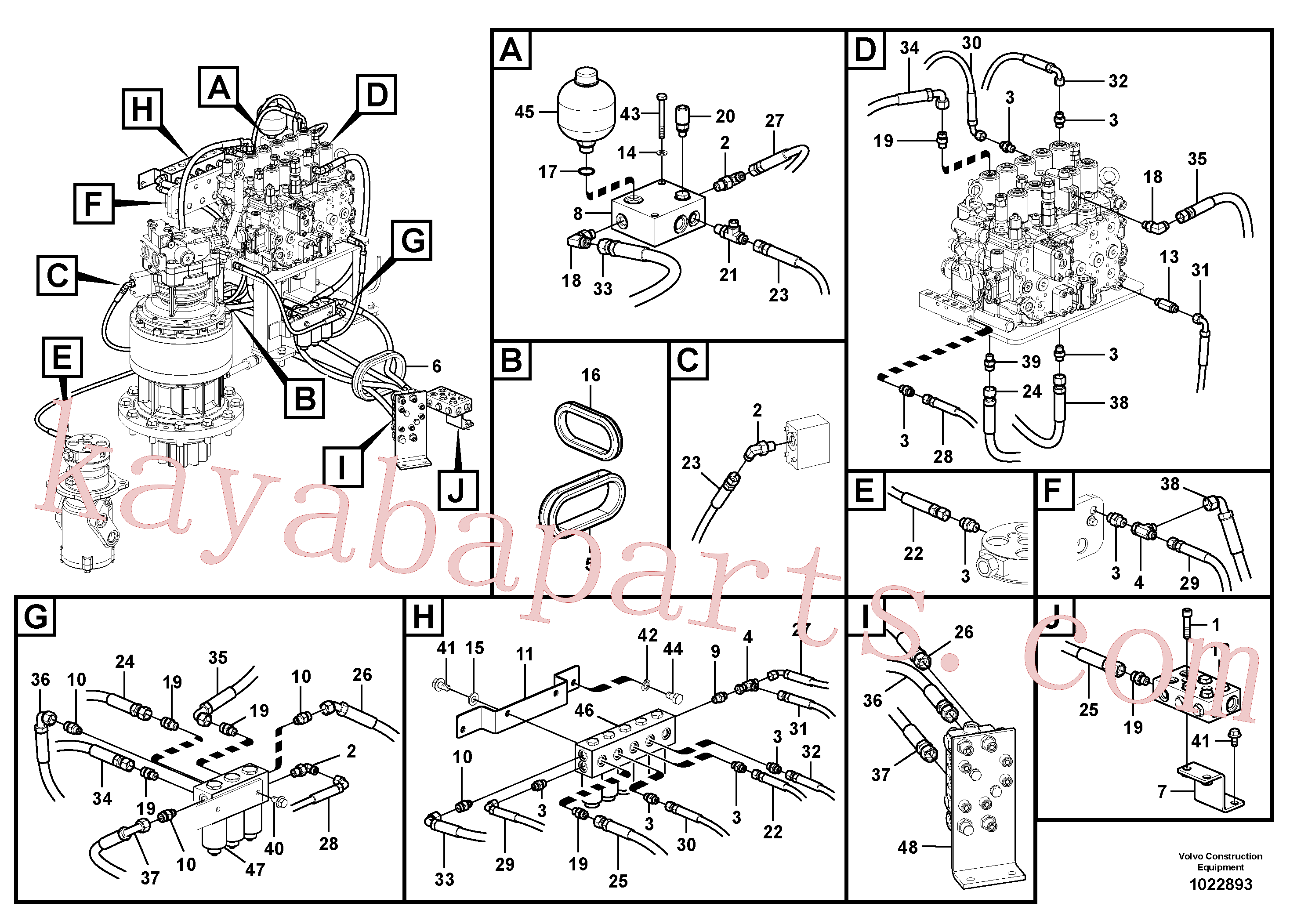 VOE14534167 for Volvo Servo system, control valve to solenoid valve(1022893 assembly)