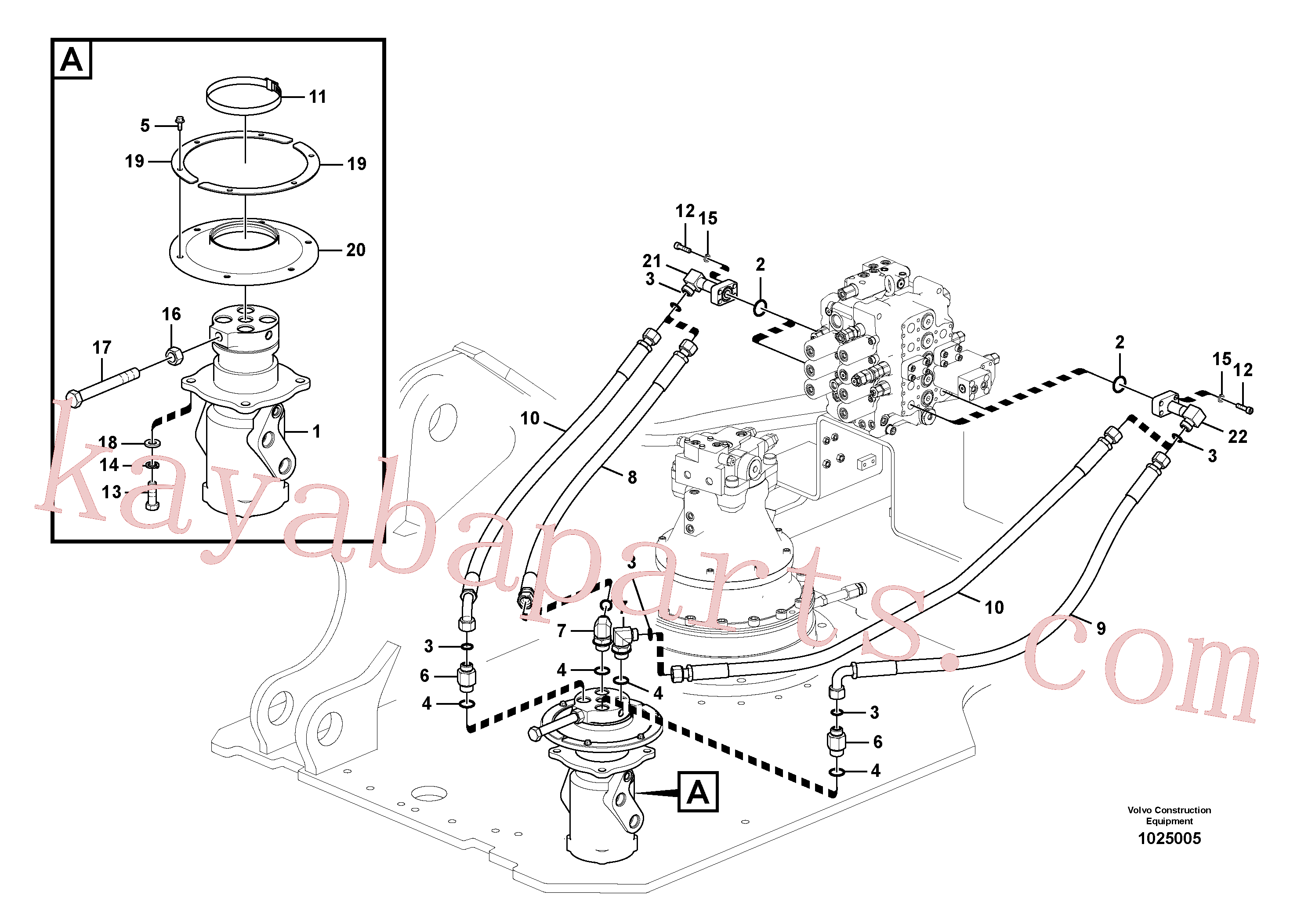 SA9011-22220 for Volvo Turning joint line, control valve to turning joint(1025005 assembly)
