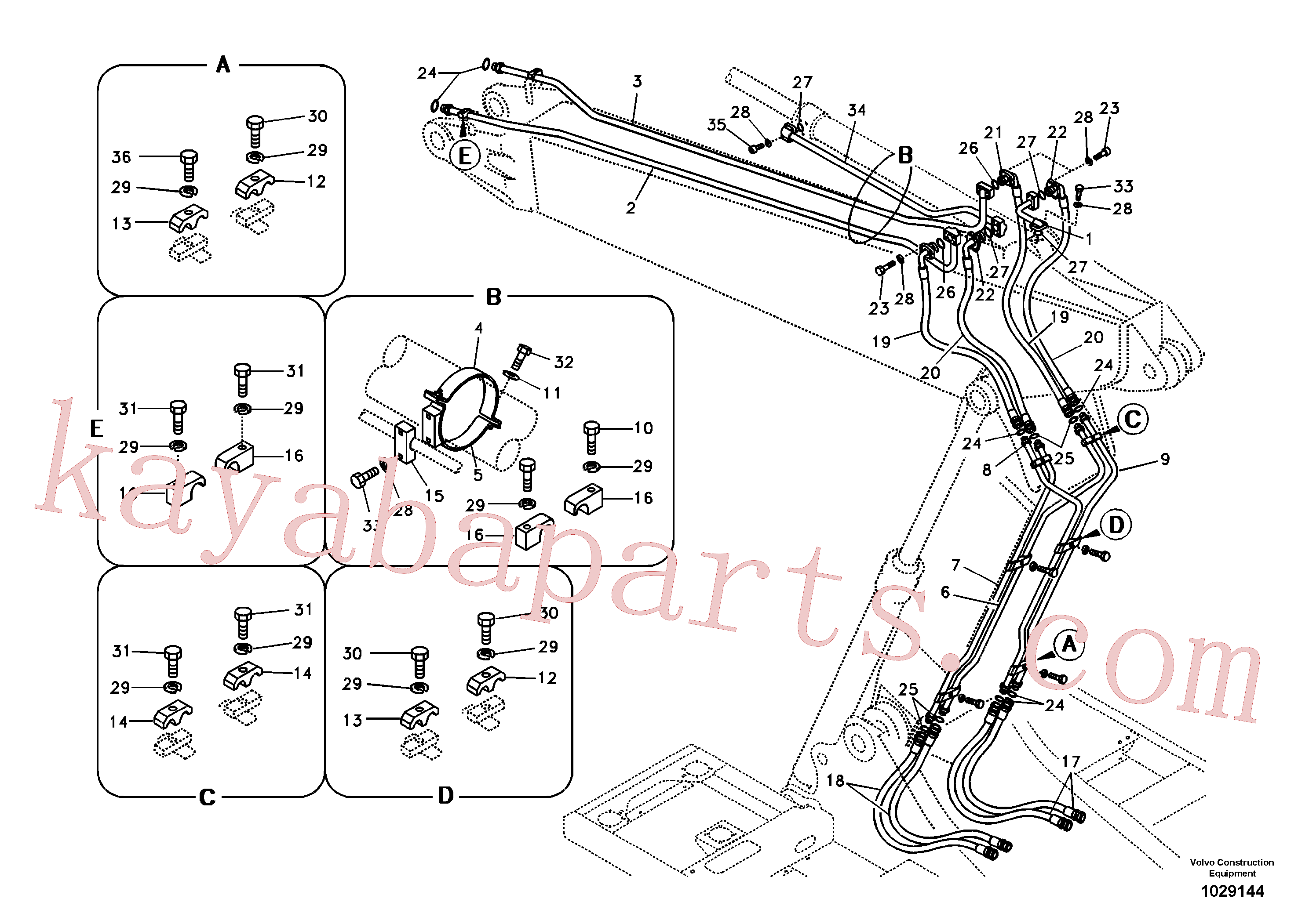 VOE937826 for Volvo Working hydraulic, dipper arm cylinder on adjustable boom(1029144 assembly)