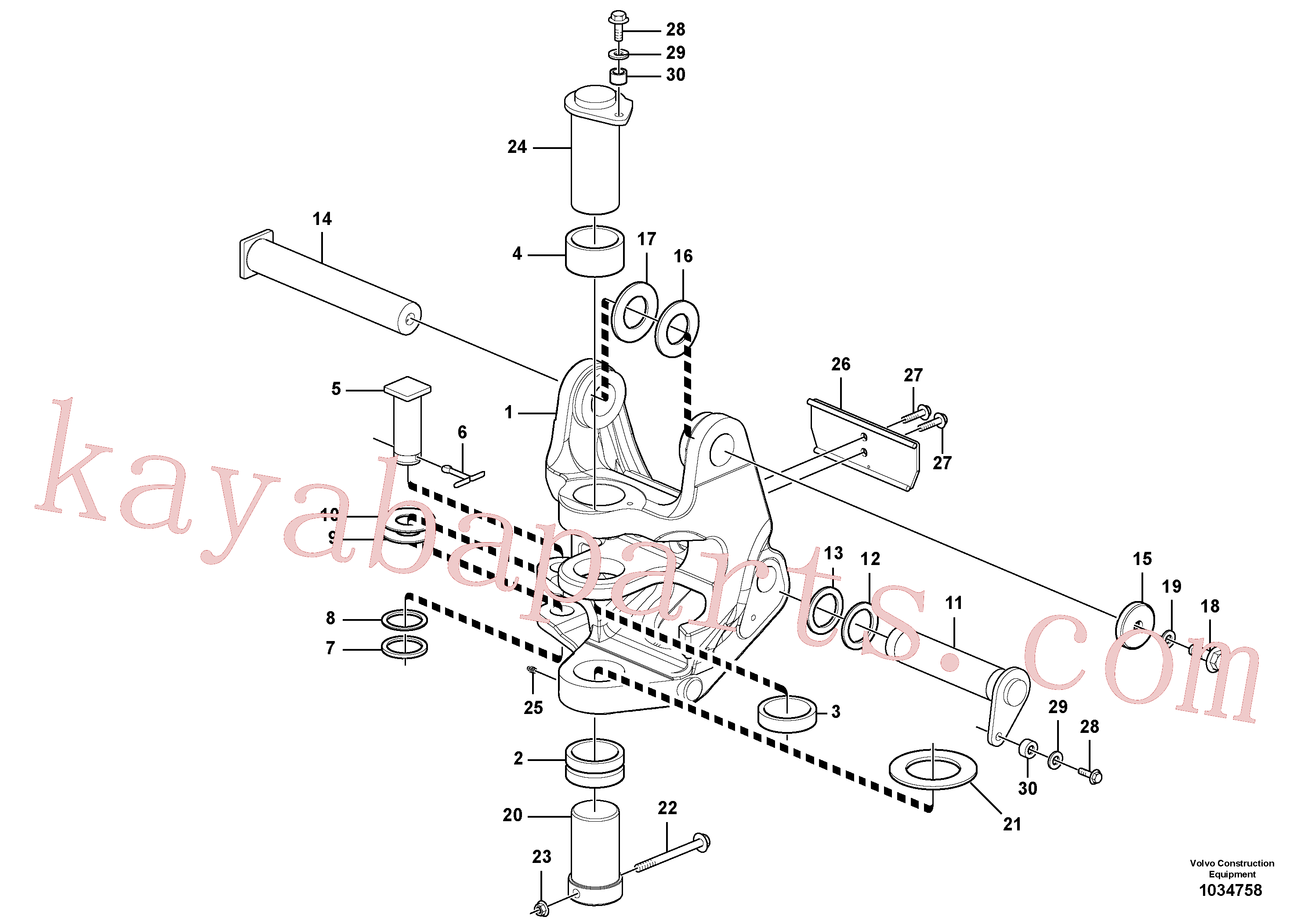 VOE15610811 for Volvo Pivot pin(1034758 assembly)