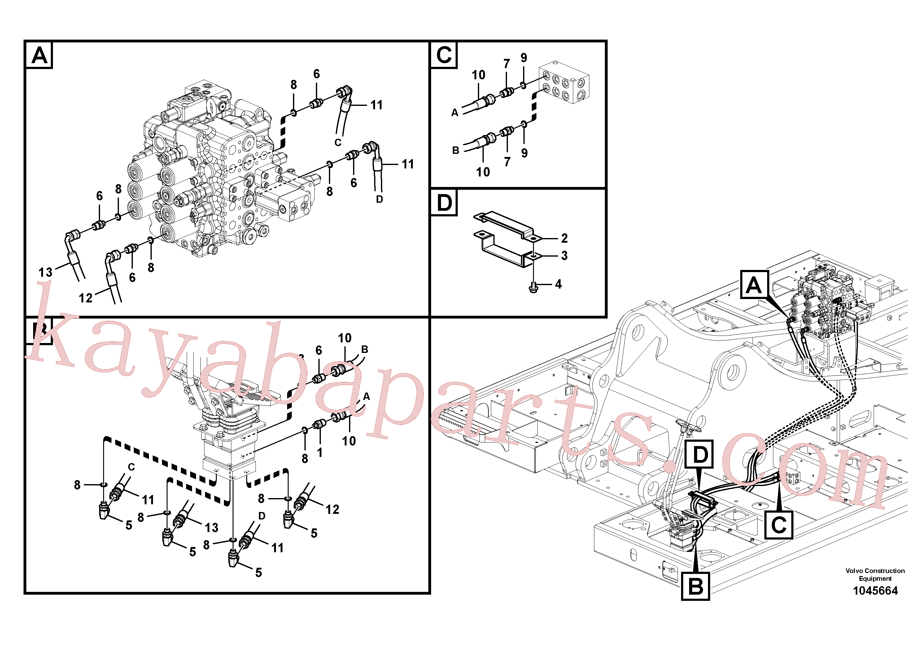 SA9451-03223 for Volvo Servo system, control valve to remote control valve pedal(1045664 assembly)