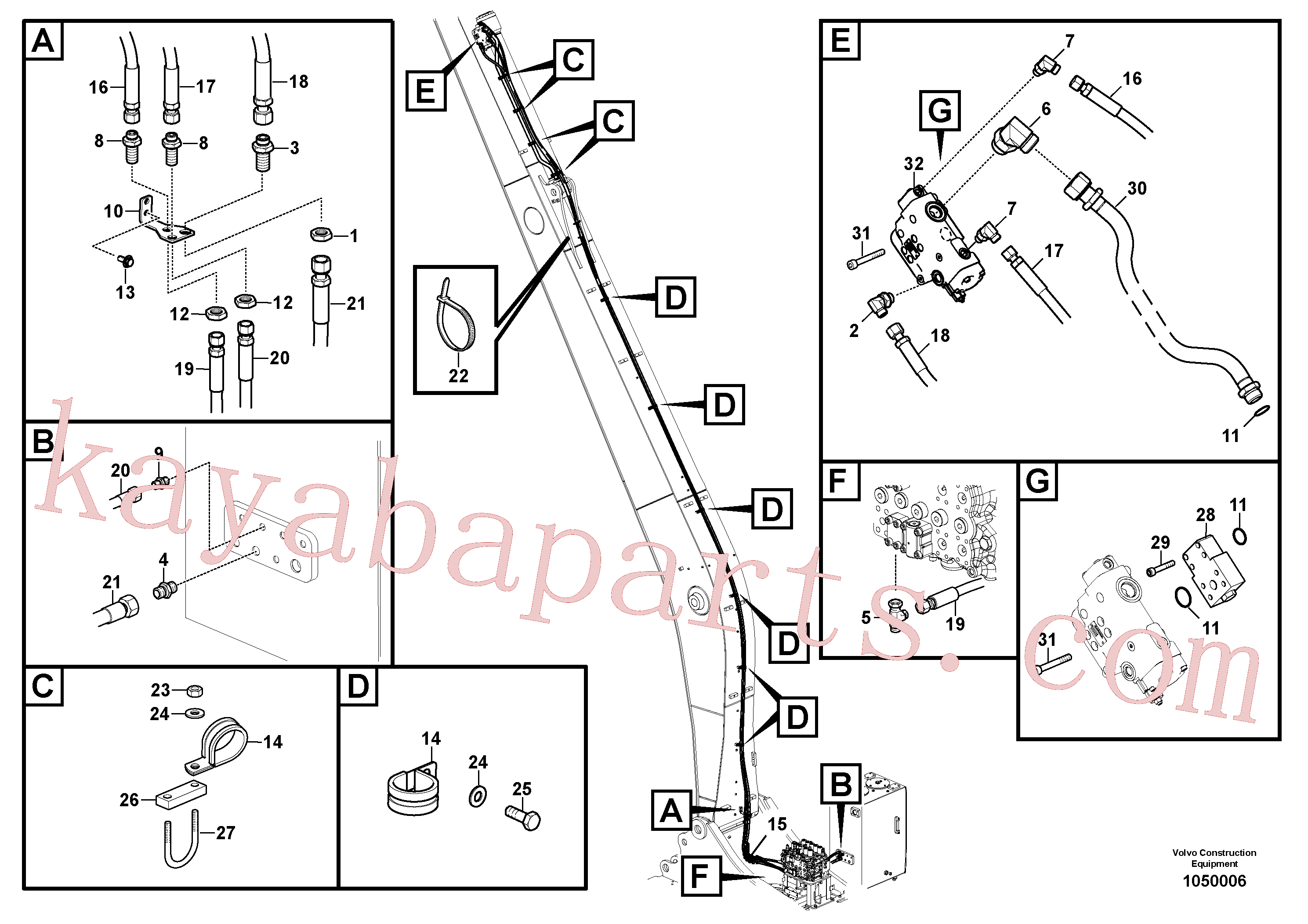 VOE15800582 for Volvo Working hydraulic, dipper arm rupture(1050006 assembly)