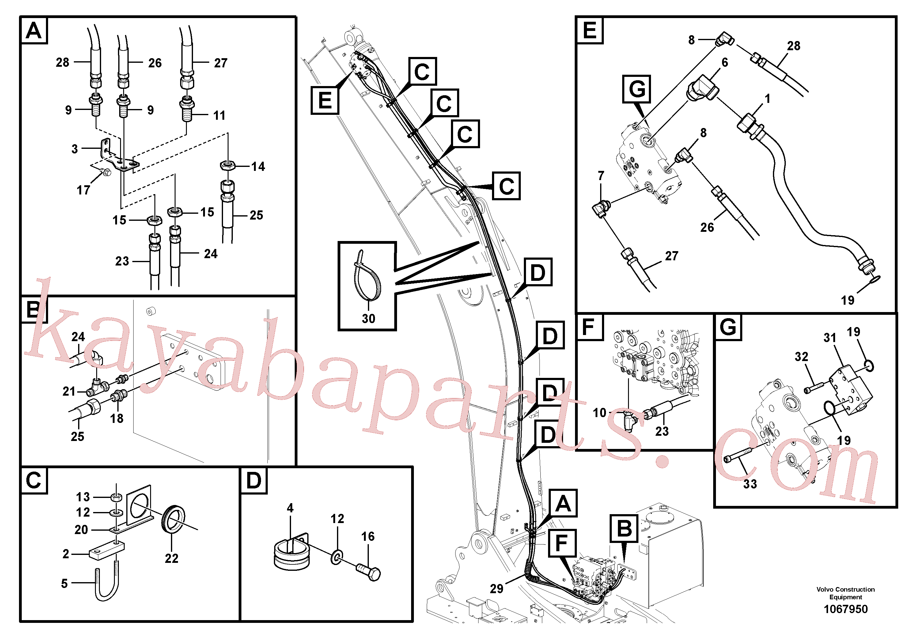 VOE15800582 for Volvo Working hydraulic, dipper arm rupture(1067950 assembly)