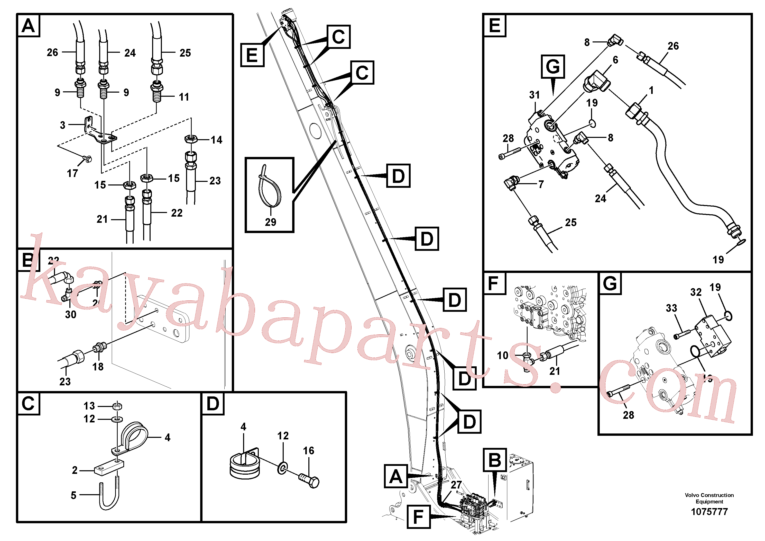 VOE15800582 for Volvo Working hydraulic, dipper arm rupture(1075777 assembly)