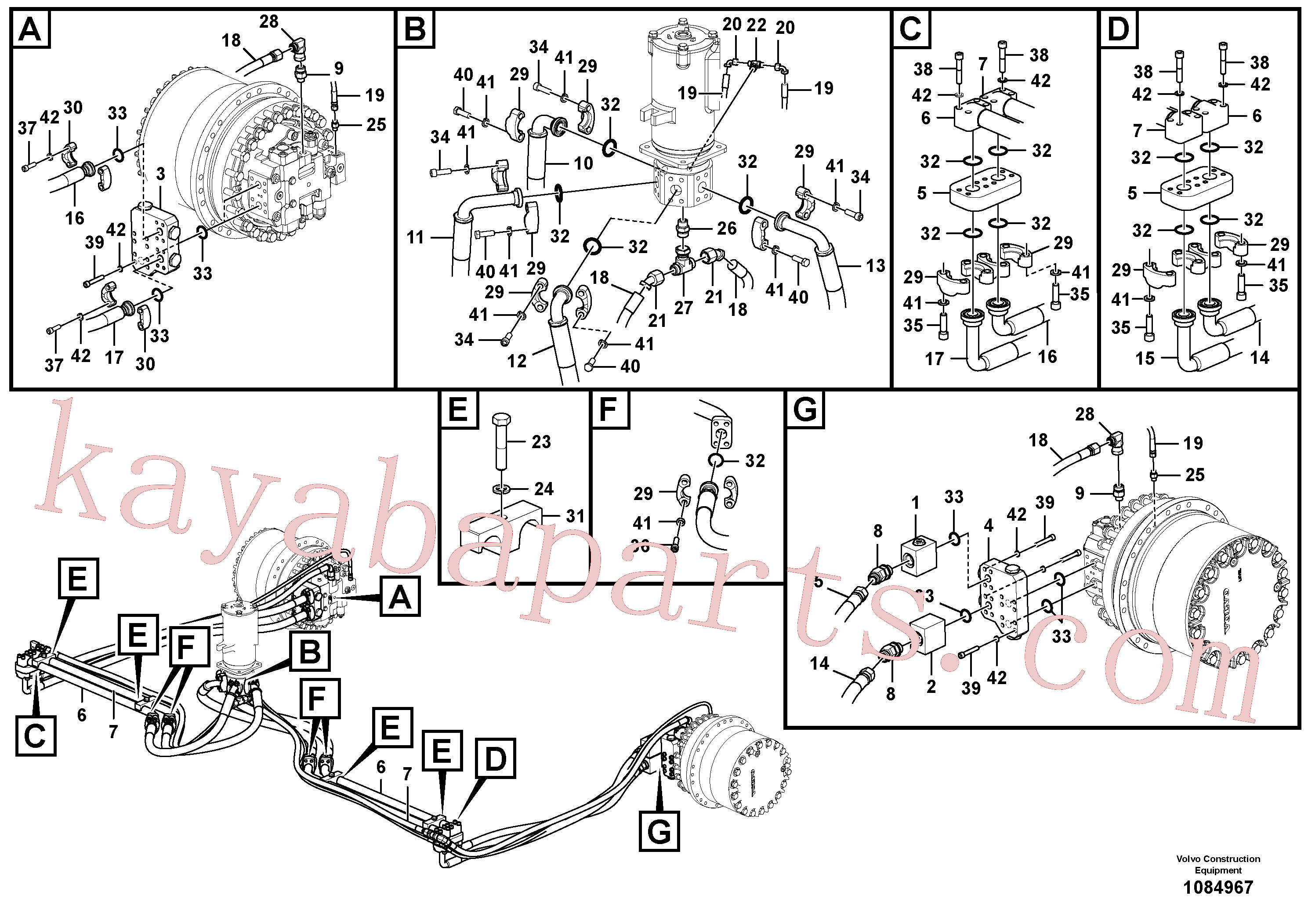 VOE14576507 for Volvo Turning joint line, turning joint to travel motor(1084967 assembly)