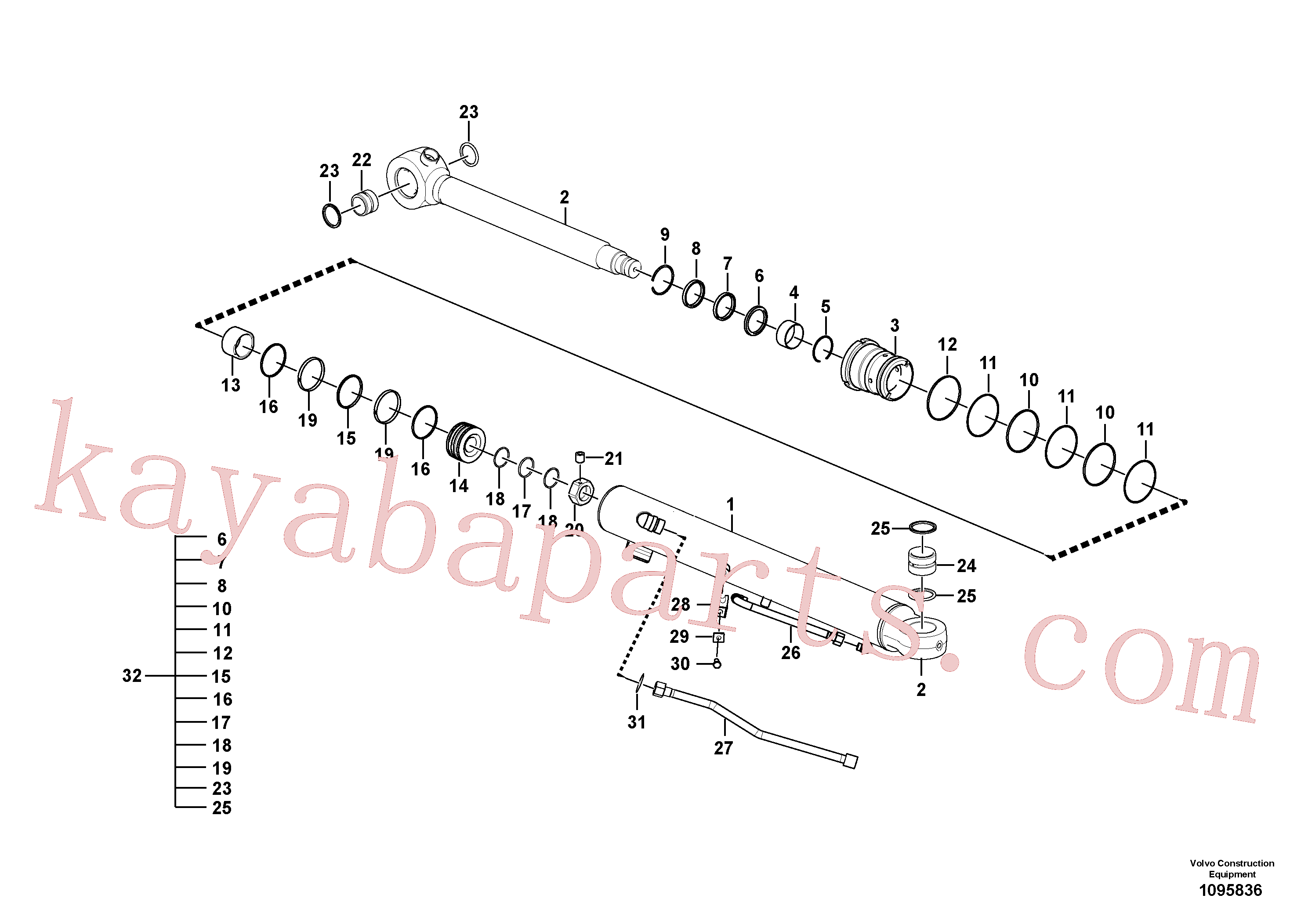 VOE14739624 for Volvo Working hydraulic, bucket cylinder on dipper arm(1095836 assembly)