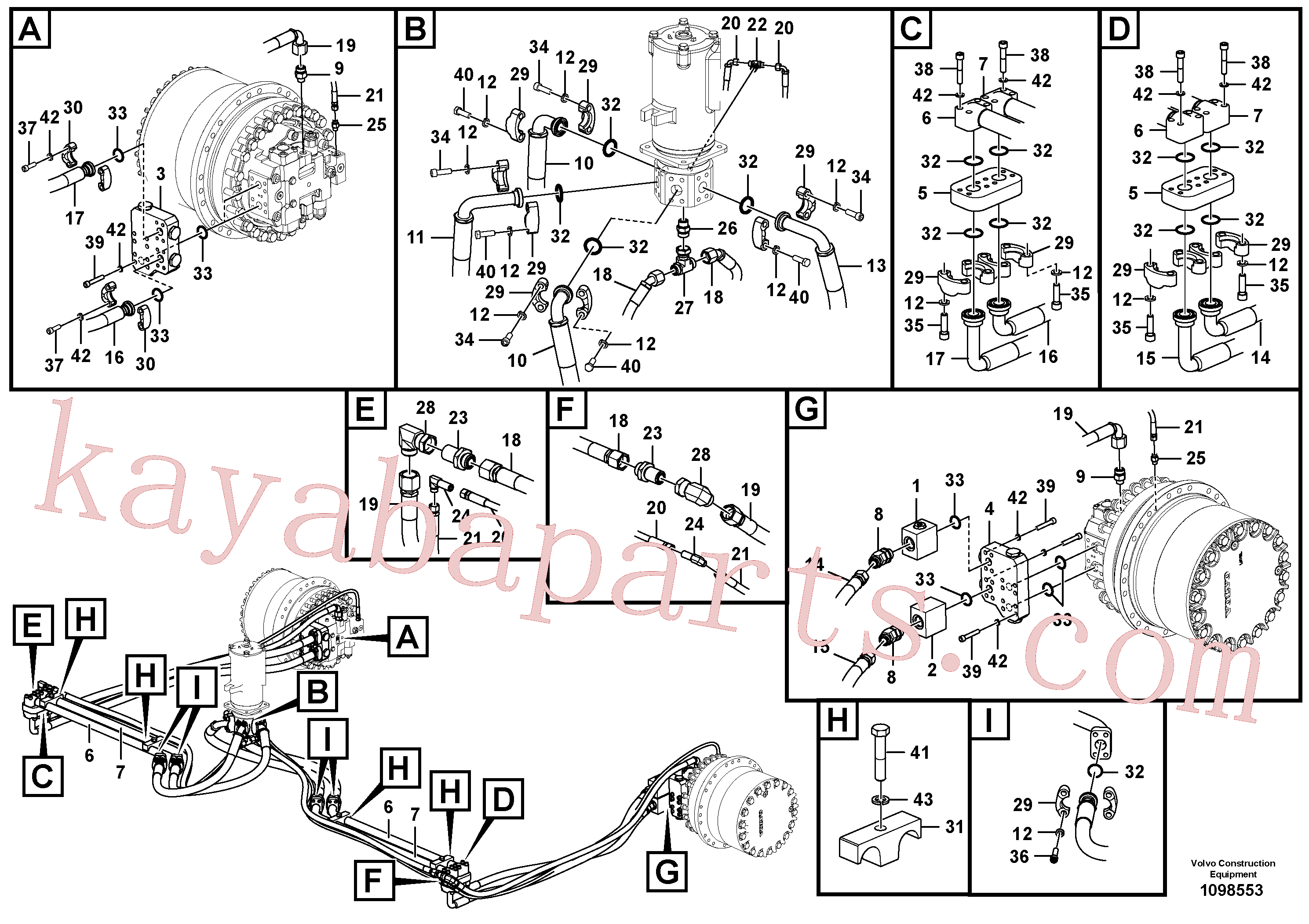 VOE14576507 for Volvo Turning joint line, turning joint to travel motor(1098553 assembly)