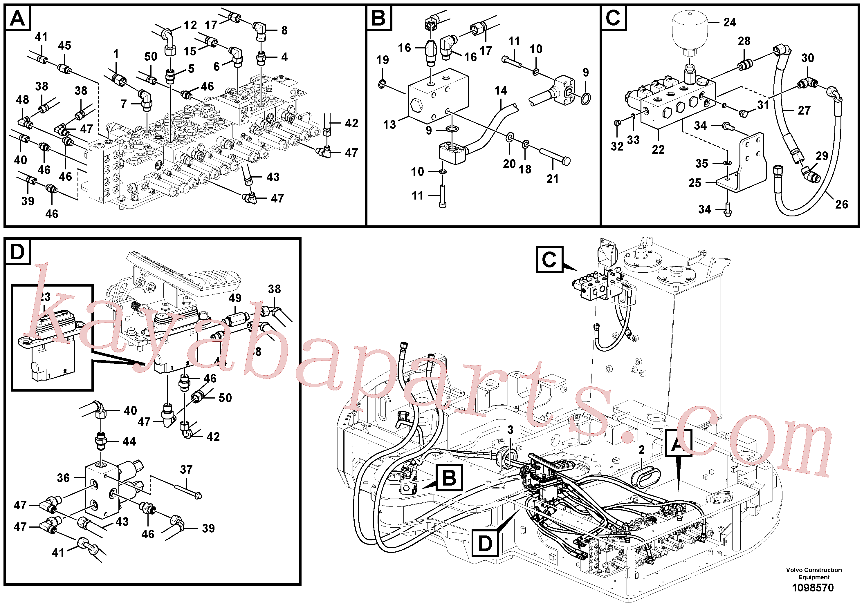 VOE14726344 for Volvo Working hydraulic, hammer and shear for upper(1098570 assembly)