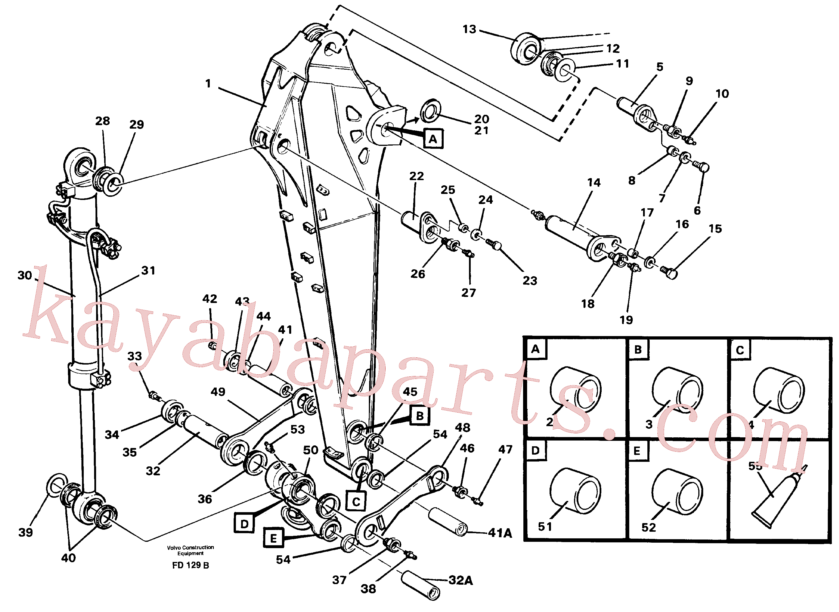 VOE4866355 for Volvo Backhoe dipper arm incl. connections, 2.0m 2.4m(FD129B assembly)