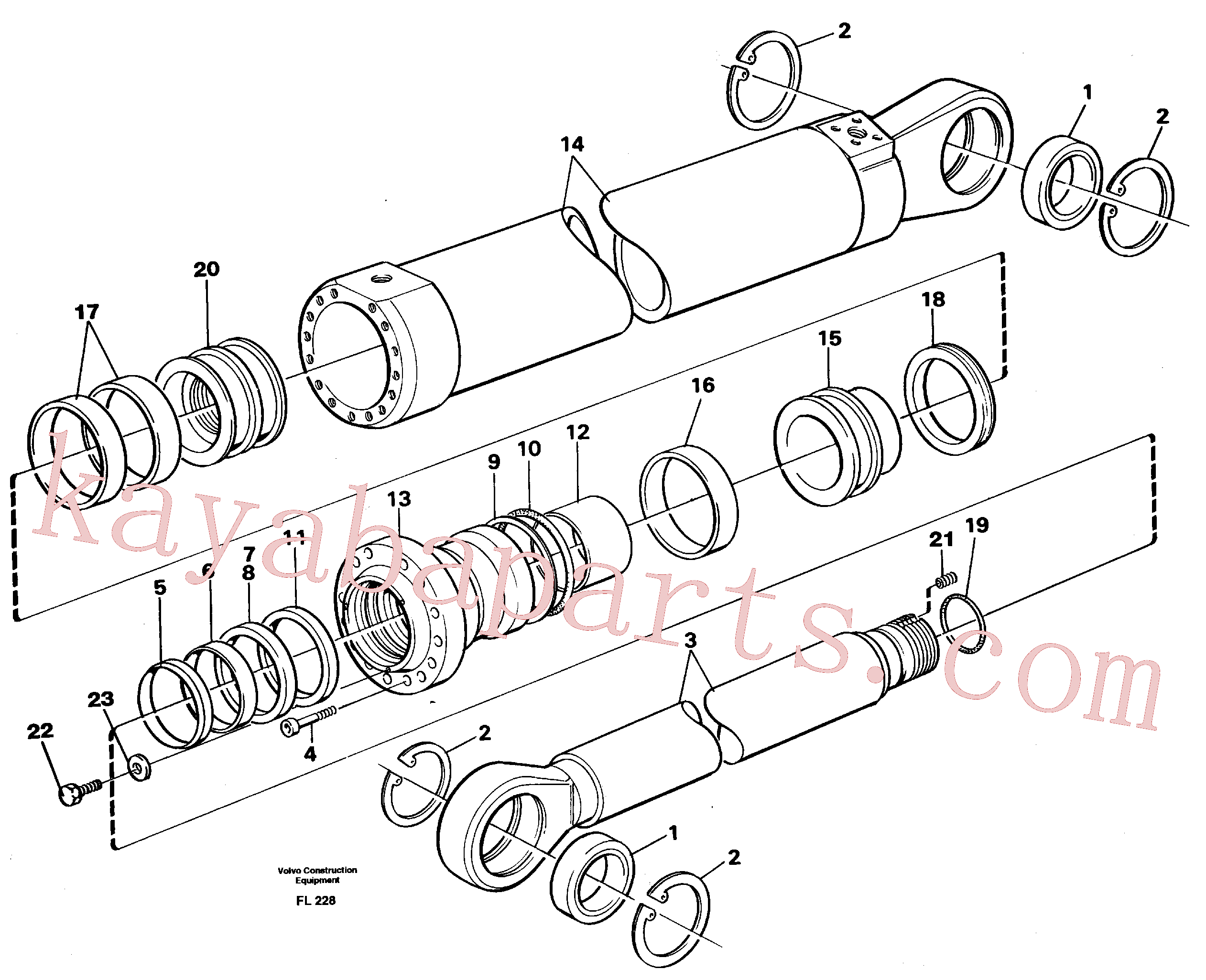 VOE14237764 for Volvo Boom cylinder, backhoe boom 6.65m, handling boom 8.6m(FL228 assembly)