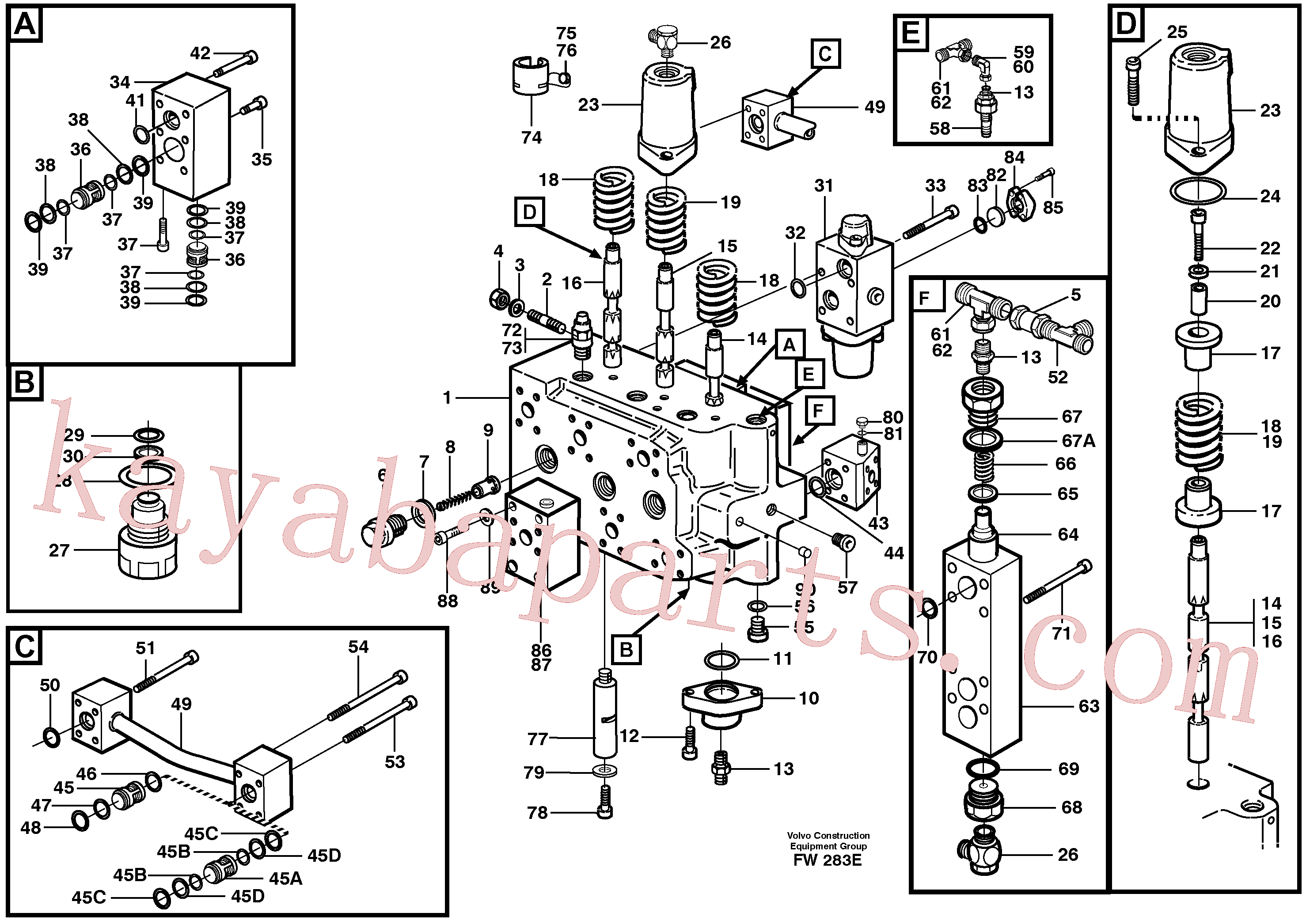 VOE14344177 for Volvo Main valve assembly, boom, track Lh, bucket(FW283E assembly)