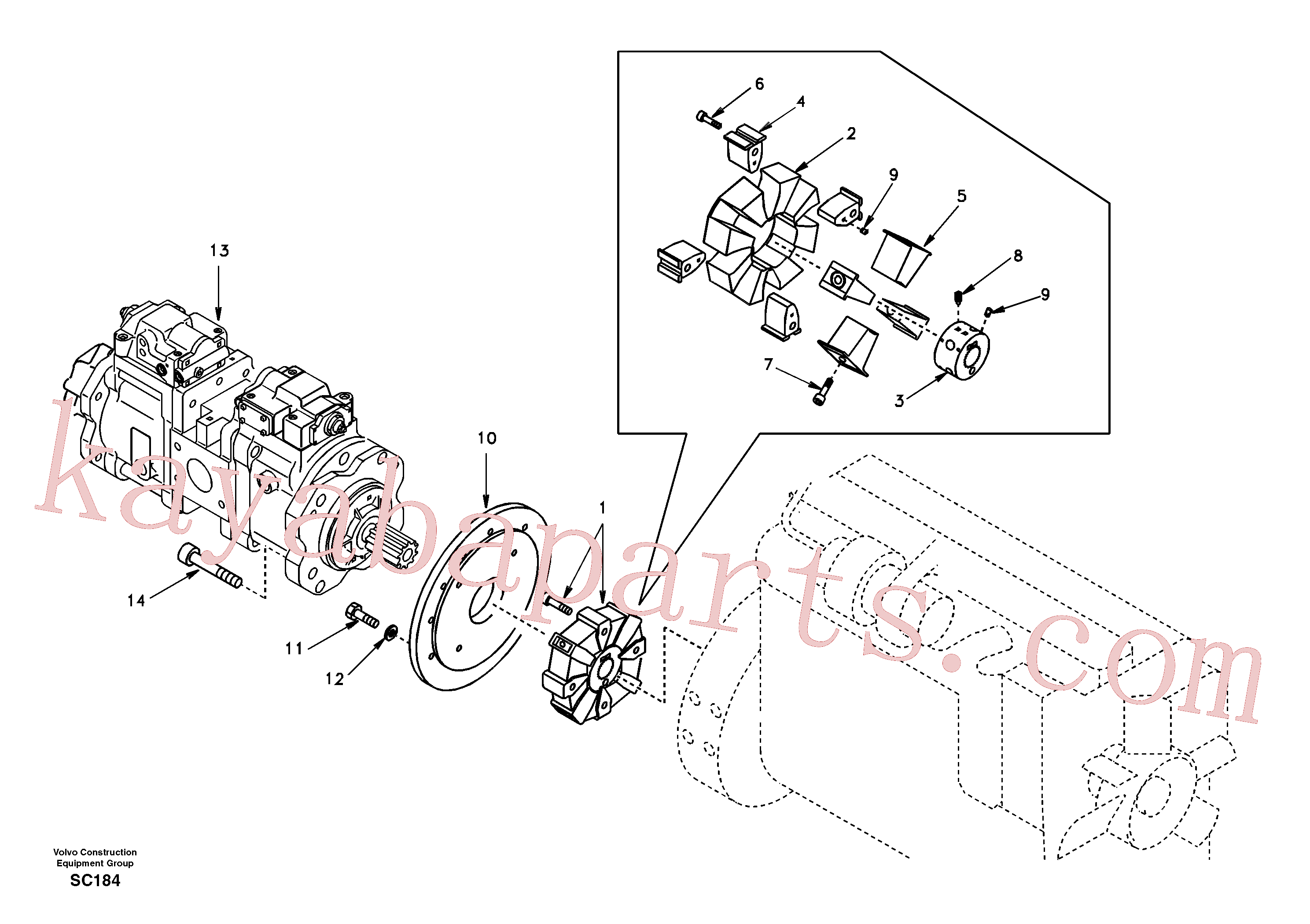 SA1012-01340 for Volvo Pump gearbox with assembling parts(SC184 assembly)