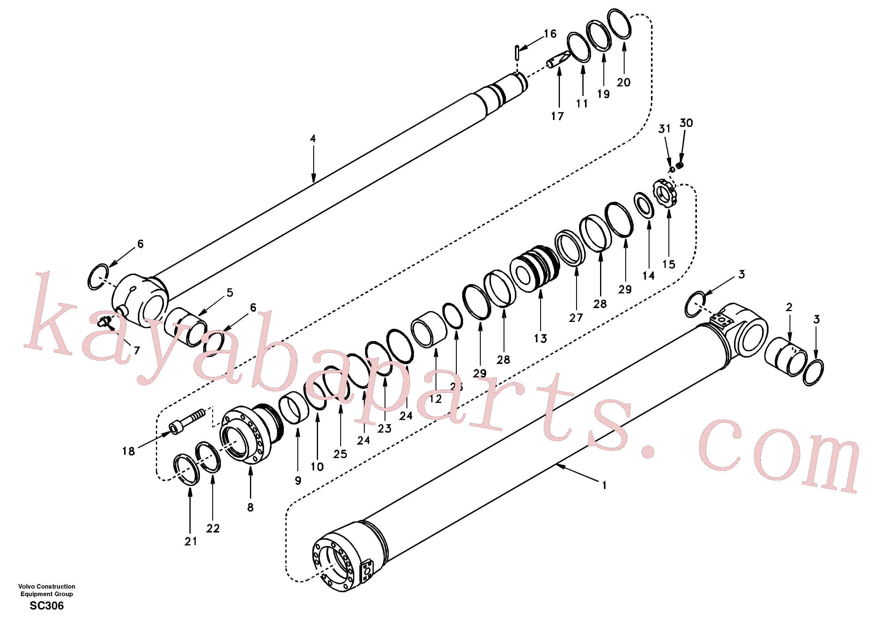 SA1146-07100 for Volvo Dipper arm cylinder(SC306 assembly)