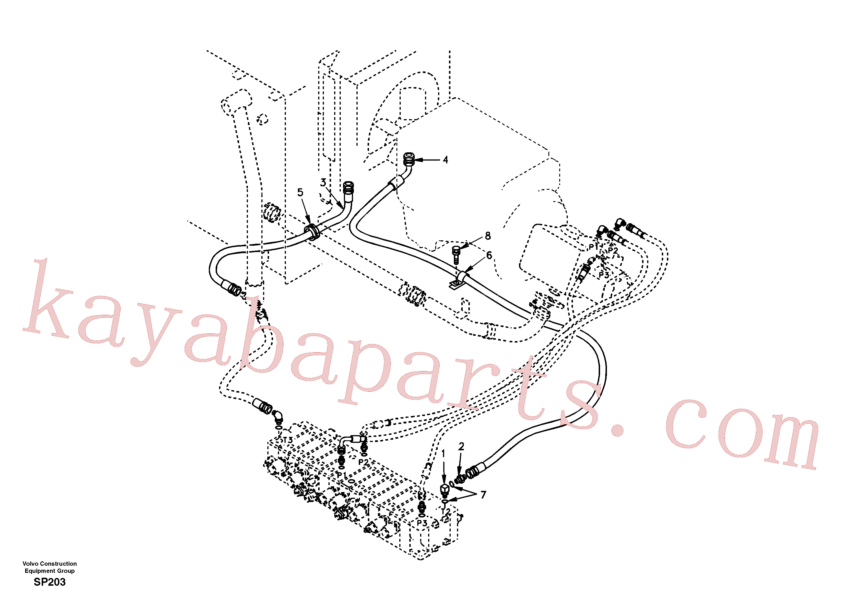 SA9452-35264 for Volvo Hydraulic system, hydraulic tank to hydraulic oil cooler(SP203 assembly)