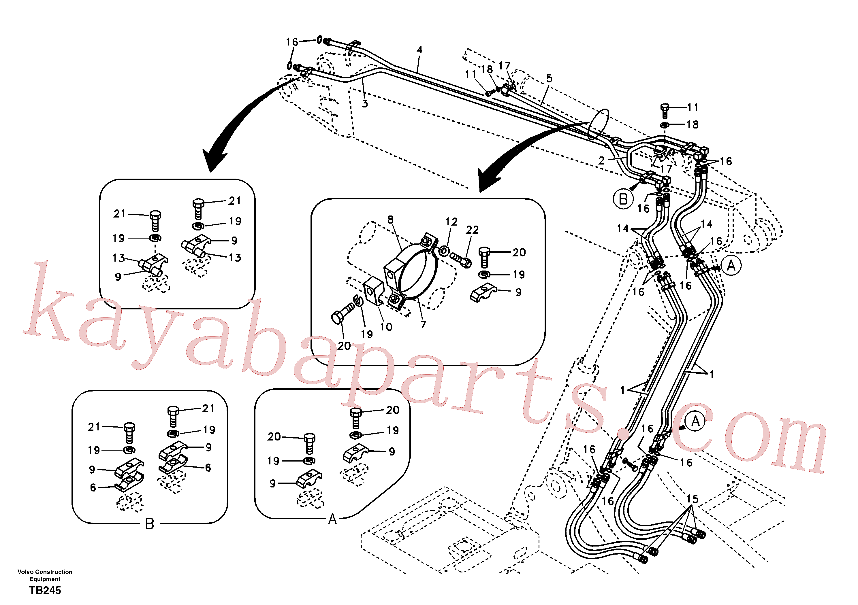 SA1174-55741 for Volvo Working hydraulic, dipper arm cylinder on adjustable boom(TB245 assembly)